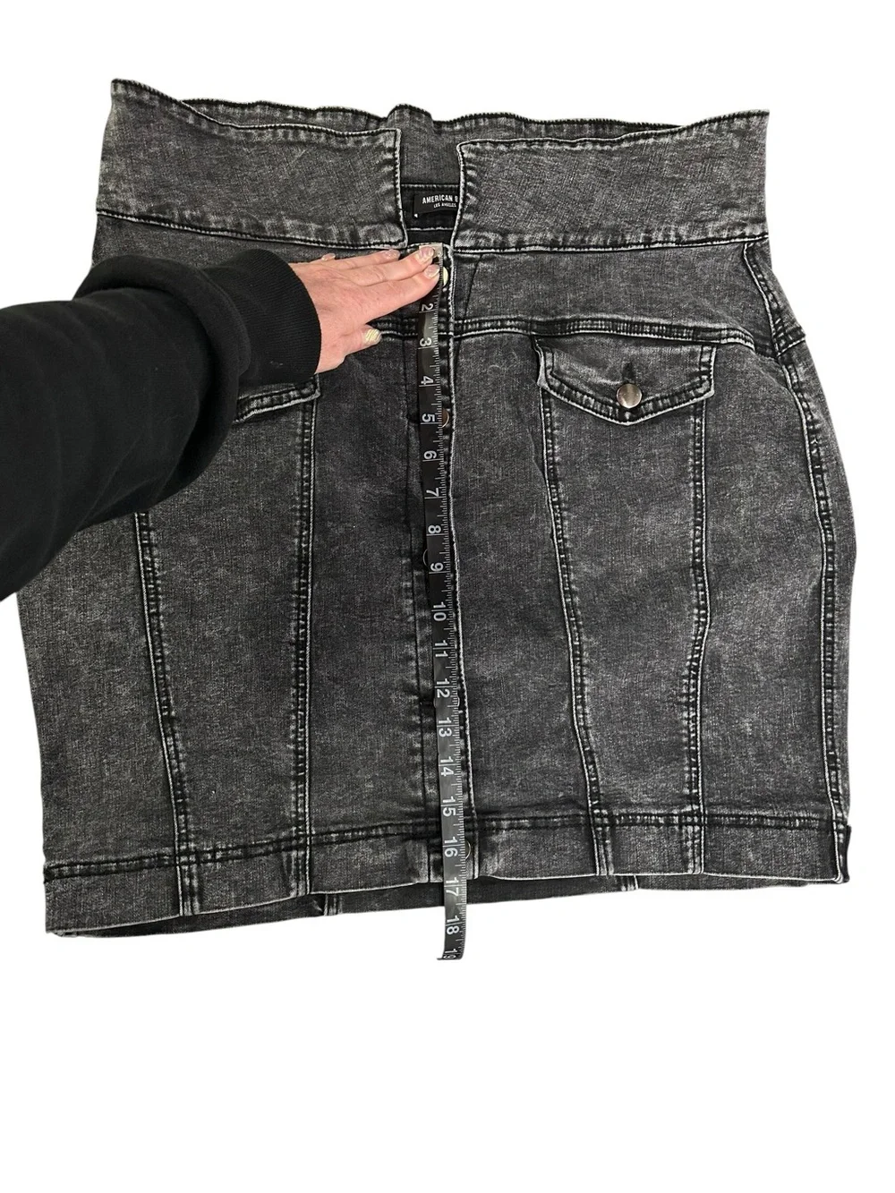 AMERICAN BAZI / Black Distressed Mini Jean Skirt / Size 2X / Grunge Emo Denim